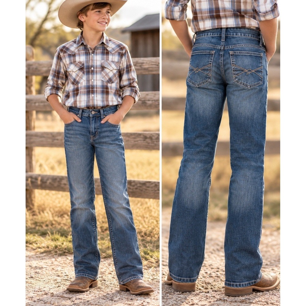 Wrangler 20X No 42 Boys Jeans 14 Regular Slim Bootcut Western Blue 112338560
